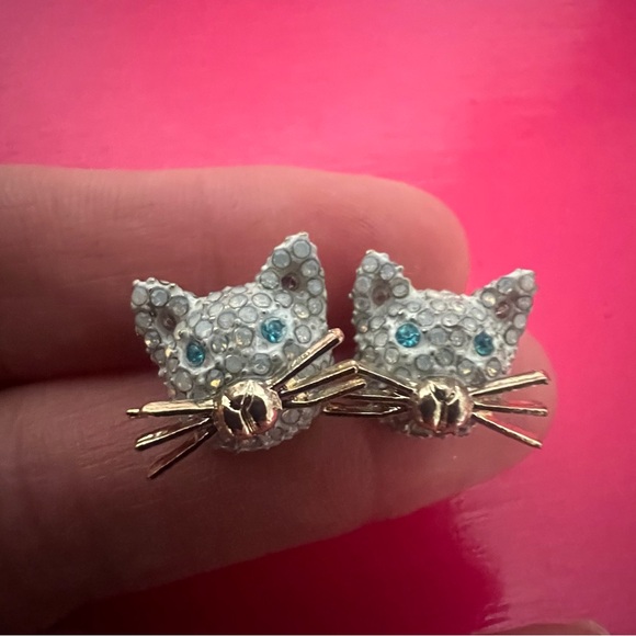 Betsy Johnson pave cat earrings - Picture 3 of 3